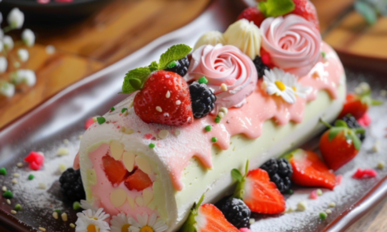 Rollo de Pastel de Fresa, Una Delicia Clásica y Elegante